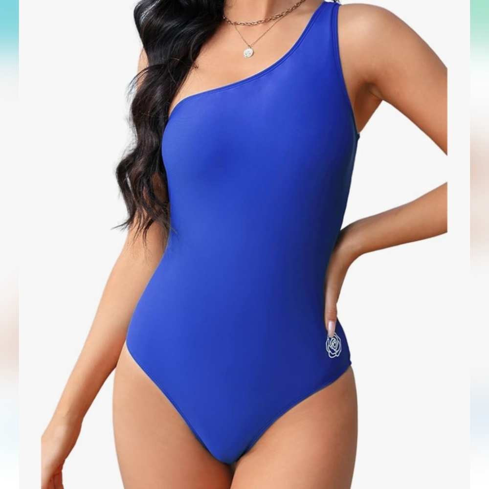One-Shoulder Blue Swimsuit